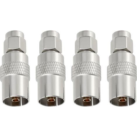 4-Pack SMA Male to Female 50 Ohm Coaxial TV Plug Adapters, IEC DVB-T TV Plug for Antenna Adapter, Cable Extension Connector (1/5)