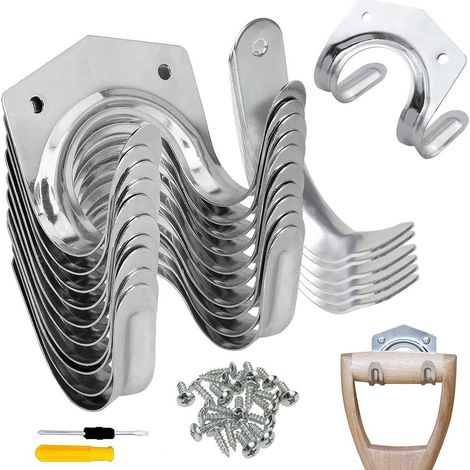 Crochets de Rangement Porte Outils Jardin Mural Simple et Double en Fer pour Garage Remise Entrepôt Ferme Établi 18 Pcs (1/5)