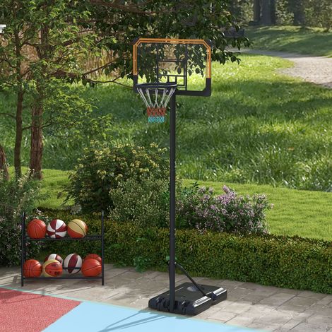 Soporte para canasta de baloncesto, altura regulable, altura de la canasta de 182 a 213 cm, resistente a la intemperie, con ruedas, estructura metálica.