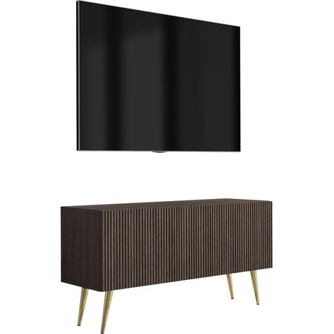 Mobile TV rovere Dunin, gambe inclinate dorate, 100 x 32 x 52 cm (1/5)