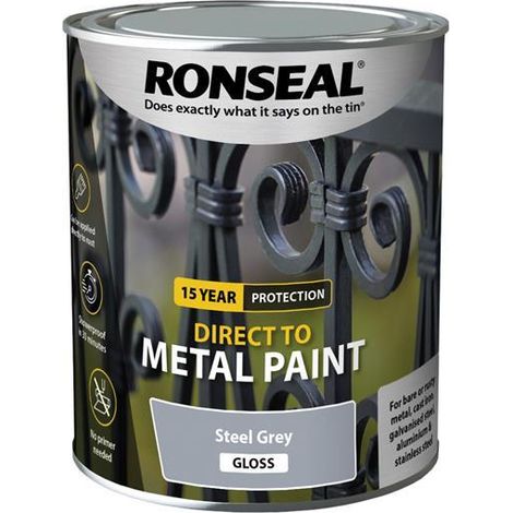 Ronseal Direct to Metal Paint Steel Grey Gloss 750ml