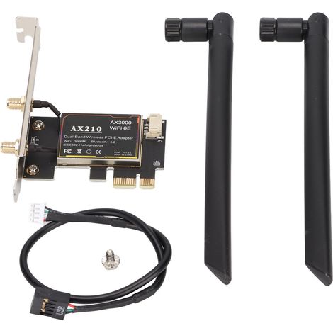 PC de bureau AX210 avec carte réseau sans fil Gigabit PCI-E intégrée : WiFi 6E 2,5G/5G double bande 3000M, Bluetooth 5.2, IEEE 802.11 a/b/g/n/ac/ax. (1/5)