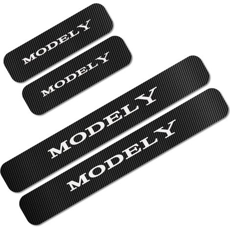 (Pour Model Y) Protection de seuil de porte de voiture,autocollant décoratif en fibre de carbone,accessoire auto pour Tesla Model 3,S,X et Y P100D (1/3)