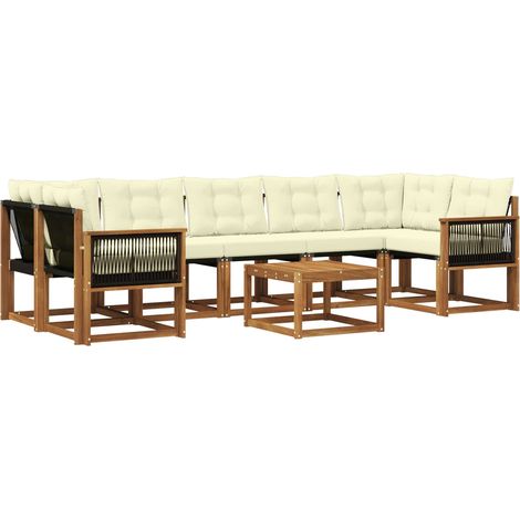 vidaXL Outdoor Sofa Set with Cushion 8 pcs Natural and Cream
