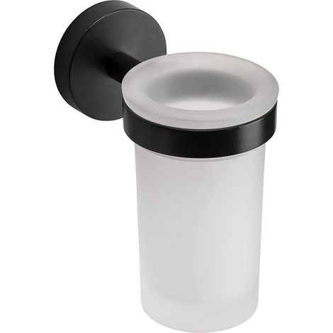 Croydex Frosted Glass Tumbler & Holder, Flexi-Fix, Matt Black - Epsom (1/5)