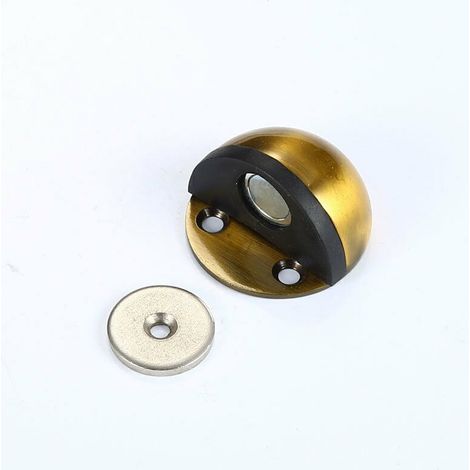 2 fermaporta magnetici in metallo, fermaporta da pavimento avvitabili, fermaporta autoadesivi senza foratura per la protezione di porte e pareti (giallo) (1/4)