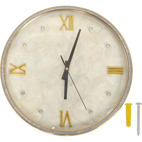 Horloge murale rétro unique, silencieuse, résistante à la rouille, décorative, à suspendre, pour la maison, le salon, la chambre à coucher, strass blancs, grand (φ35CM) (1/5)