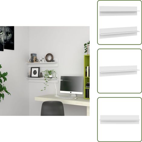 The Living Store Étagères murales 2 pcs Blanc 80x11,5x18 cm bois d'ingénierie - Étagères suspendues (1/5)