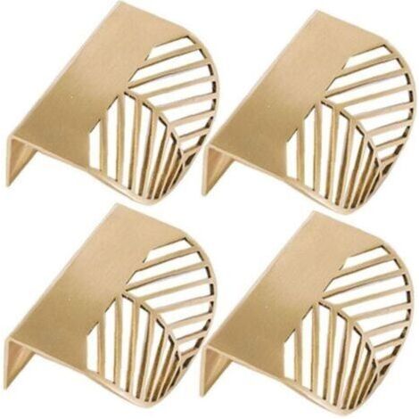 4pcs Forme des Feuilles d'or en Laiton Cabinet Poignées de Meubles de Cuisine Poignées Poignée de Porte en cuivre tiroir tirettes (1/4)