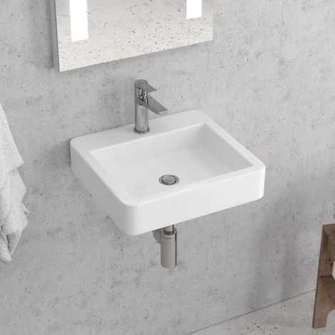 Lavandino bagno design piccolo 45cm in ceramica bianca Litos-540 kamalu