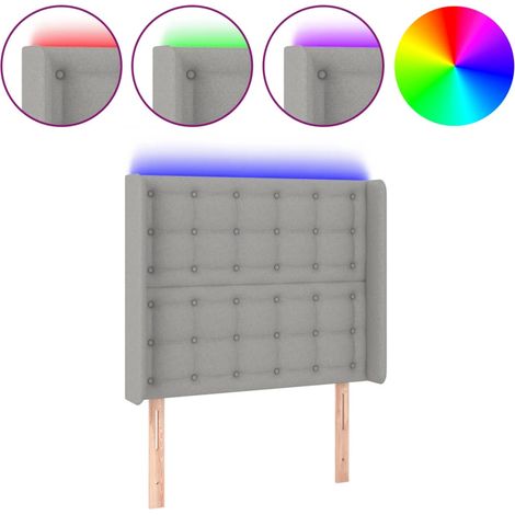 Testiera  Testata del letto a LED Grigio Chiaro 93x16x118/128 cm in Tessuto (1/4)