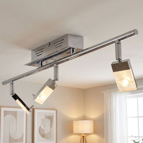 LED Deckenlampe Flurlampe Deckenleuchte Spotleiste beweglich Wohnzimmerlampe chrom, 3x 3W 170lm warmweiß, LxBxH 60x17x17 cm (1/5)