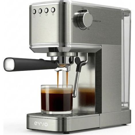 EVVO Cafetera Express Intensa 20. cuerpo de acero. 20 bares de presion. Espressos y Capuccinos. 1350W. Doble salida. portafiltros. Depósito de 1.5 l (1/5)