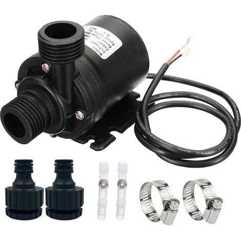 Bürstenlose 12/24-V-Gleichstrom-Tauchpumpe, 800 l/h Förderleistung, 5 m Förderhöhe, kompakt für Teiche, Aquarien, Springbrunnen, Solaranlagen und Amphibienanwendungen mit Rohranschlüssen (1/5)