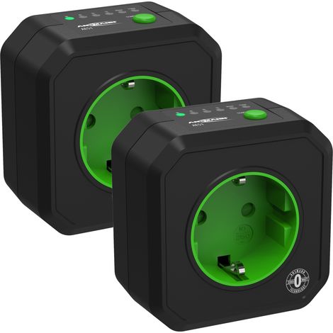 Ansmann – Lot de 2 prises programmables avec compte à rebours – 230V AC – Max 2500W – Économie d'énergie – Noir