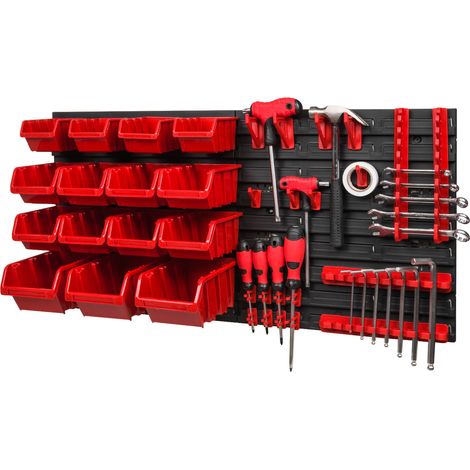 Panneau mural à outils avec poignées + 15 plateaux (1/5)