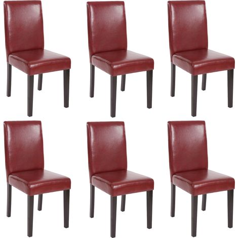 [NON UTILIZZATO] Set 6x sedie Littau ecopelle opaca soggiorno cucina sala da pranzo 56x43x90cm rosso piedi scuri