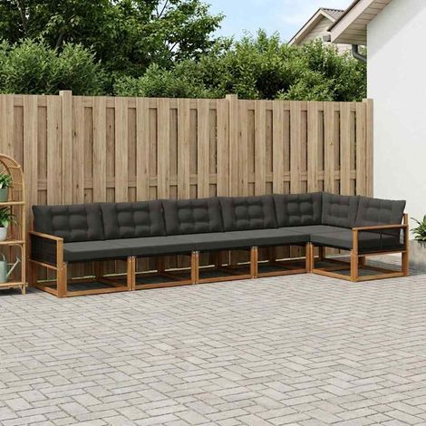 vidaXL Outdoor-Sofagarnitur mit Kissen 6 pcs Natürlich und Schwarz (1/5)