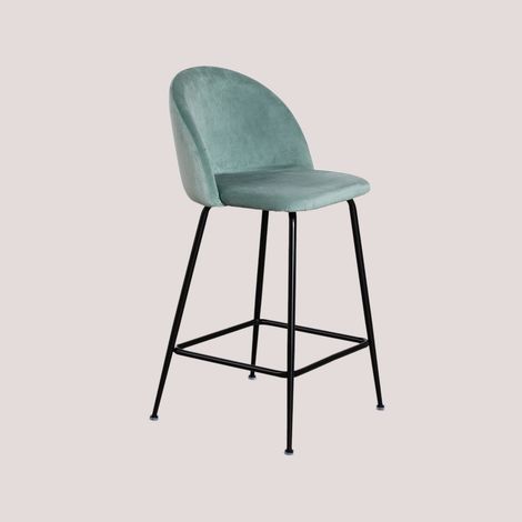 Taburete alto en terciopelo Kana Design SKLUM        Verde Abeto Negro    
