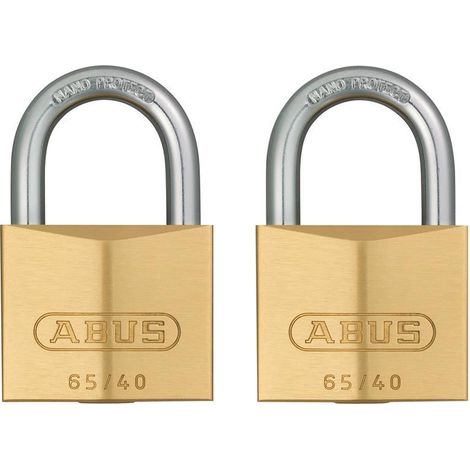ABUS 09859 65/40mm Brass Padlock with Twin Carded Packaging – Model ABU6540TC, Durable Mechanical Lock