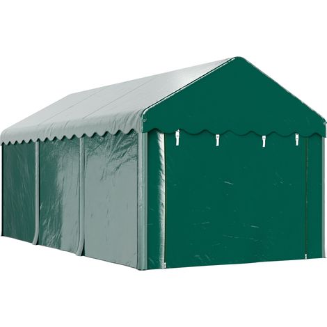 Abri voiture/garage 3 x 6 m, auvent robuste avec 2 portes enroulables, toile PE 200 g/m², vert