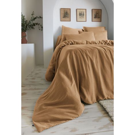 Housse de couette 140 x 200 cm – Lyocell Uni – LYSANDRE – Camel