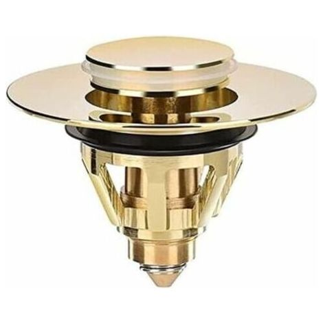 Universeller Dusch- und Waschbeckenablauf - Ventilstopfen - Waschbecken - Verstopfungsfreies Messingsieb - Sonstiges Waschbeckenzubehör - Waschbeckenablaufstopfen (gold) (1/5)