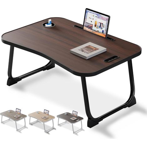 Bureau de lit pour Ordinateur, pour Manger, Lire, écrire sur Le lit, canapé, la Maison et Bureau (Dark Wood) (1/4)