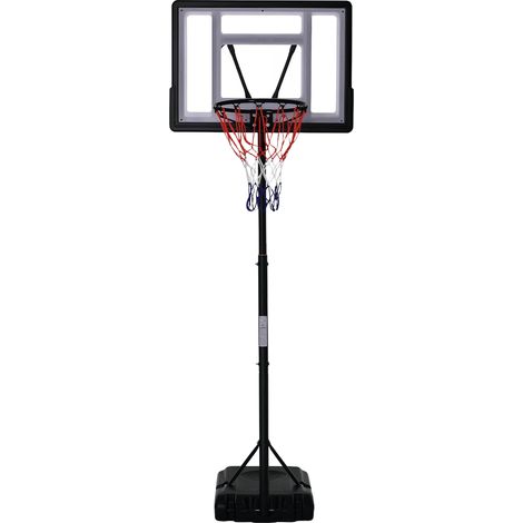 Panier de basket sur pied hauteur réglable de 203cm à 258 cm avec roulettes panneau arrière solide base de lestage noir