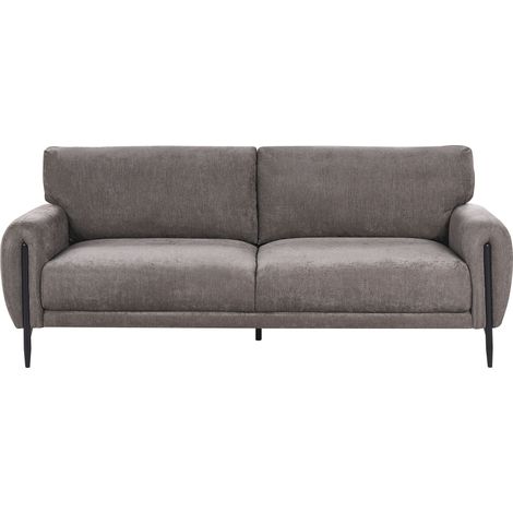 Canapé Moderne en Tissu Chenille 3 Places Housses de Coussins Amovibles Pieds en Métal Taupe Skaro (1/5)