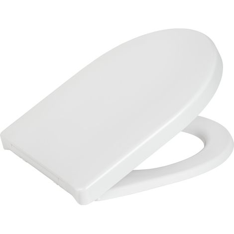 WENKO WC-Sitz Sindia, aus bruchsicherem Duroplast, belastbar bis 300 kg, Weiß, Duroplast weiß , Edelstahl rostfrei (1/5)