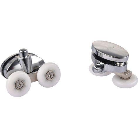 Coppia cuscinetti doppia ruota attacco inferiore in ABS cromato vetro 4-6 mm Ø23 mm
