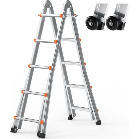 Échelle Télescopique en A 5990 mm Aluminium Échelle Pliable Extensible et Antidérapante Charge Max 149,7 kg (1/5)