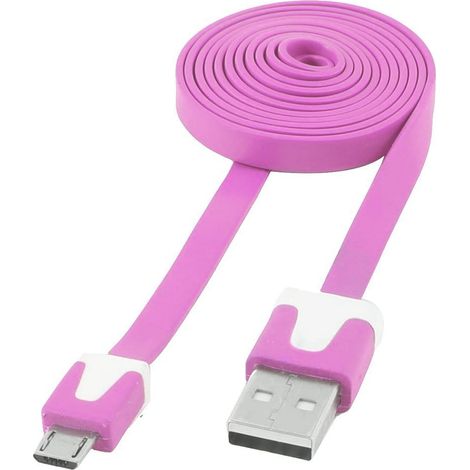 OEM Cavo piatto Flat USB 2.0 AM a Micro USB M rosso 1 metro (1/4)
