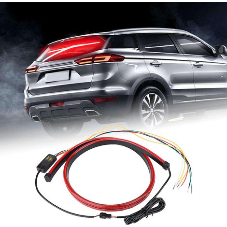 Feu stop LED 90cm barre lumineuse arrière signalisation auto, lampe de freinage haute montée, bandeau clignotant pour voiture, éclairage avertissement rouge (1/5)