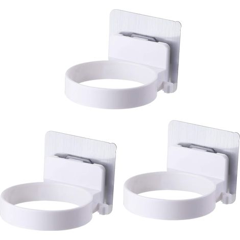 3PCS Support de Sèche-Cheveux Mural, Porte Sèche Cheveux Support de Fixation, Etagère de Sèche-Cheveux à Ventouse Auto-adhésive, pour Chambres à Coucher, Toilettes, Salon de Coiffure (Blanc)