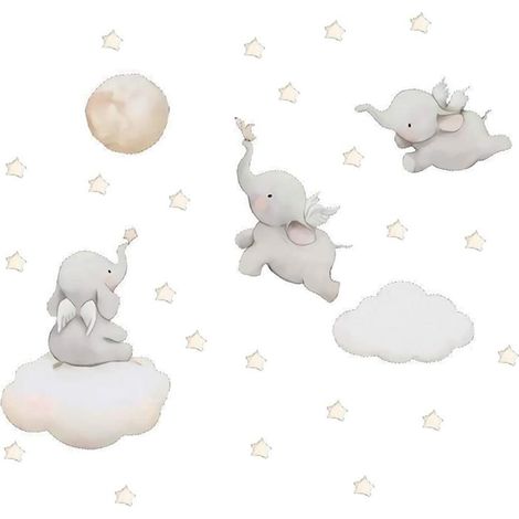 Autocollants muraux éléphant pour enfants PVC adhésifs décoration murale maison