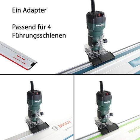 SLE Professional Führungsschienenadapter für Metabo FM 500-6 / FMV 18 LTX BL 8 Oberfräsen für Makita/Bosch/Festool/Mafell Oberfräsen (1/4)