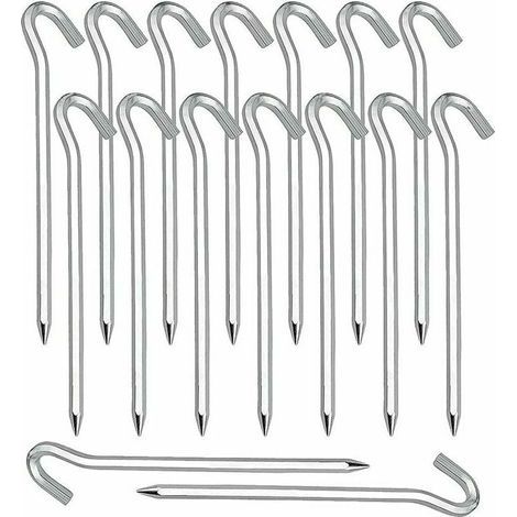 20 Zeltnägel, verzinkter Stahl, 180 mm, Profilhaken, Camping & Garten (1/5)