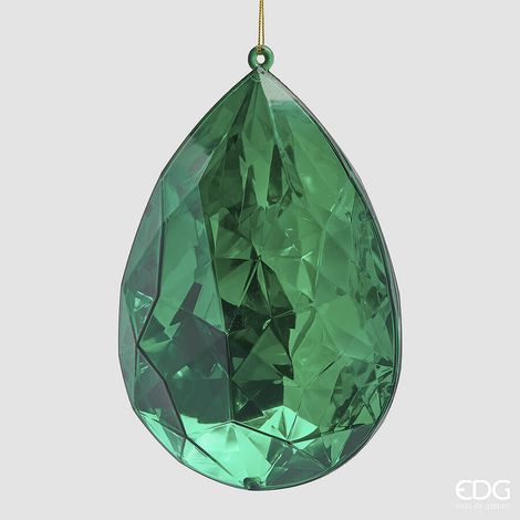 EDG Enzo De Gasperi Decoro Diamante Rettangolare di Natale da Appendere H 23 Cm L 16 Cm L 10 Cm Pp Emerald Green