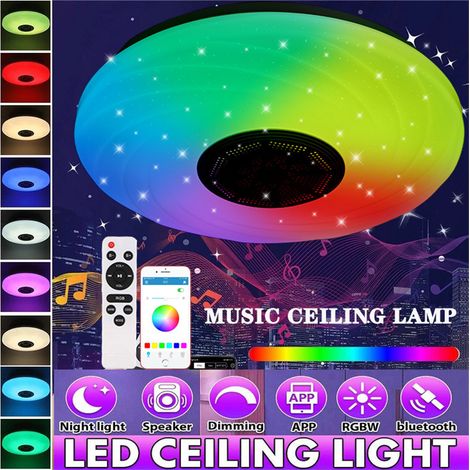 Plafonnier LED Bluetooth 36W RGB couleur pour chambre à coucher, salon, plafonnier à intensité variable avec haut-parleur et contrôle par application (1/5)