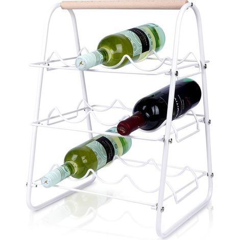Weinregal aus weißem Metall für 9 Flaschen 33x29x46 cm