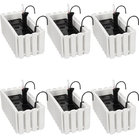 Maceta para balcón, barandilla, terraza, flores, blanca, 40 cm, 6 unidades