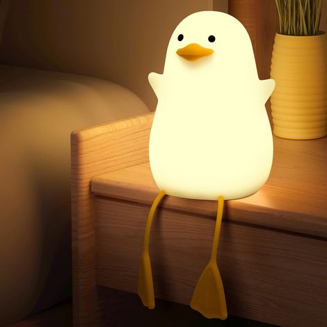 1 pc amusant veilleuse mignon silicone pat lumière canard veilleuse chevet sommeil chambre lumière douce cadeau anniversaire (1/4)