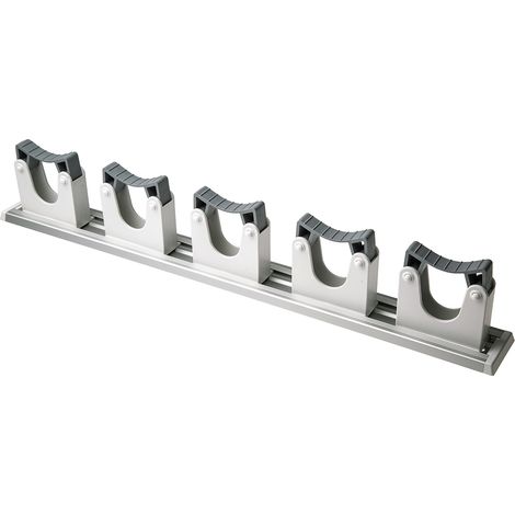 Rs Pro – Porte-outil flexible en aluminium – Support mural 5 stations – Charge maximale 30kg – Accès rapide pour outils et tuyaux (1/2)