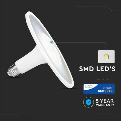 V-Tac – Ampoule LED E27 11W – Acrylique blanc naturel – Technologie Samsung Chip – Forme UFO pour éclairage intérieur