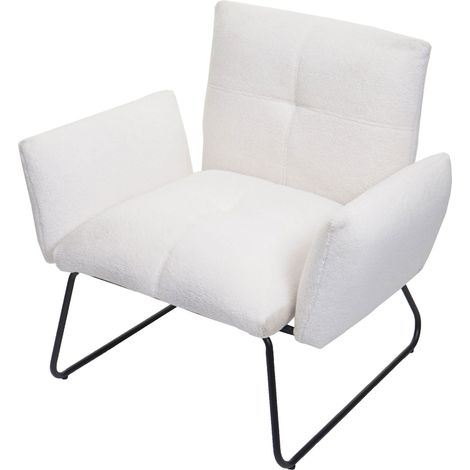 Lounge-Sessel HHG-666, Cocktailsessel Sessel, Bouclé Stoff/Textil MVG-zertifiziert weiß