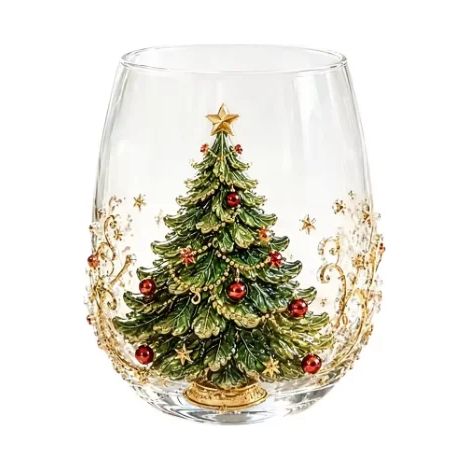 (D) Tasse de Noël en verre artistique, tasse magique de Noël, verres à whisky et à vin, tasse 2D Père Noël et bonhomme de neige, cadeaux de Noël uniques (1/5)