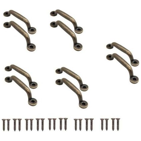 Lot de 10 poignées de tiroir en fonte antique – Dimensions 90 x 22 mm – Finition rétro pour armoires et commodes – Vis incluses (1/5)