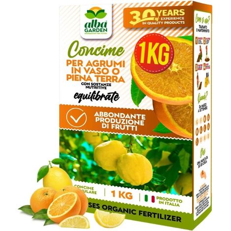 Concime per Agrumi Naturale Biologico, Fertilizzante Granulare Idrosolubile per Arancio Limone Mandarino x 1 kg (1/6)